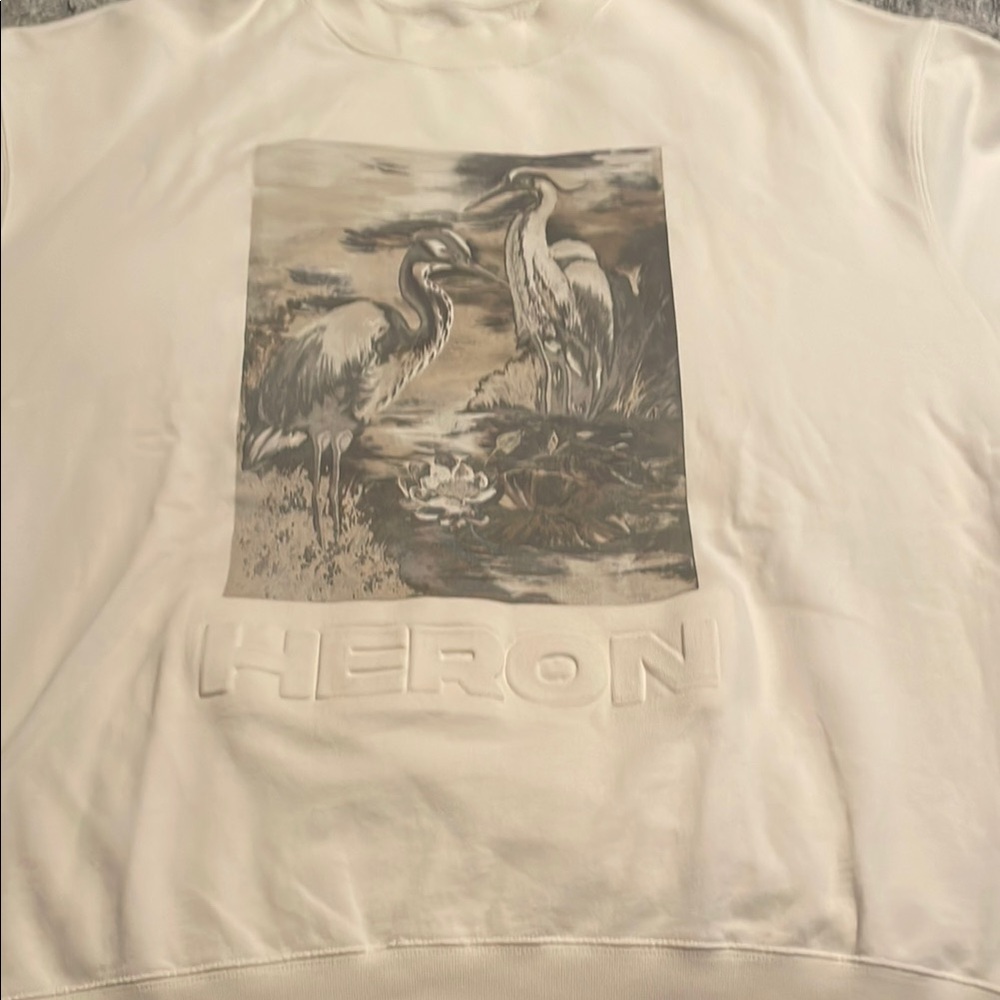 Heron Preston White Graphic Sweatshirt sz large!